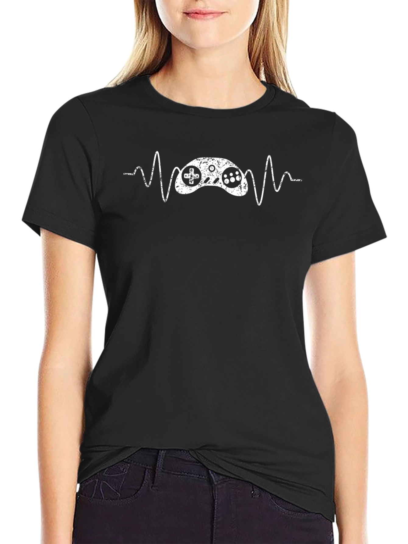 Gamer Heartbeat T-Shirt - Black Graphic Tee