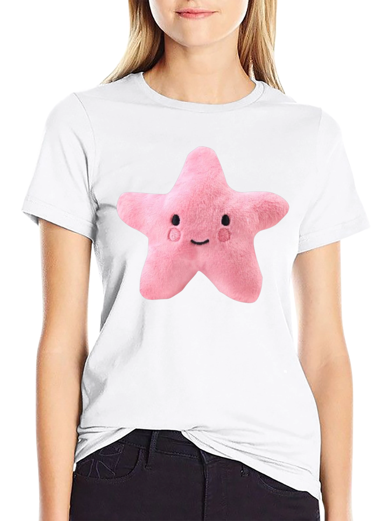 Cute Plush Star T-Shirt - Black