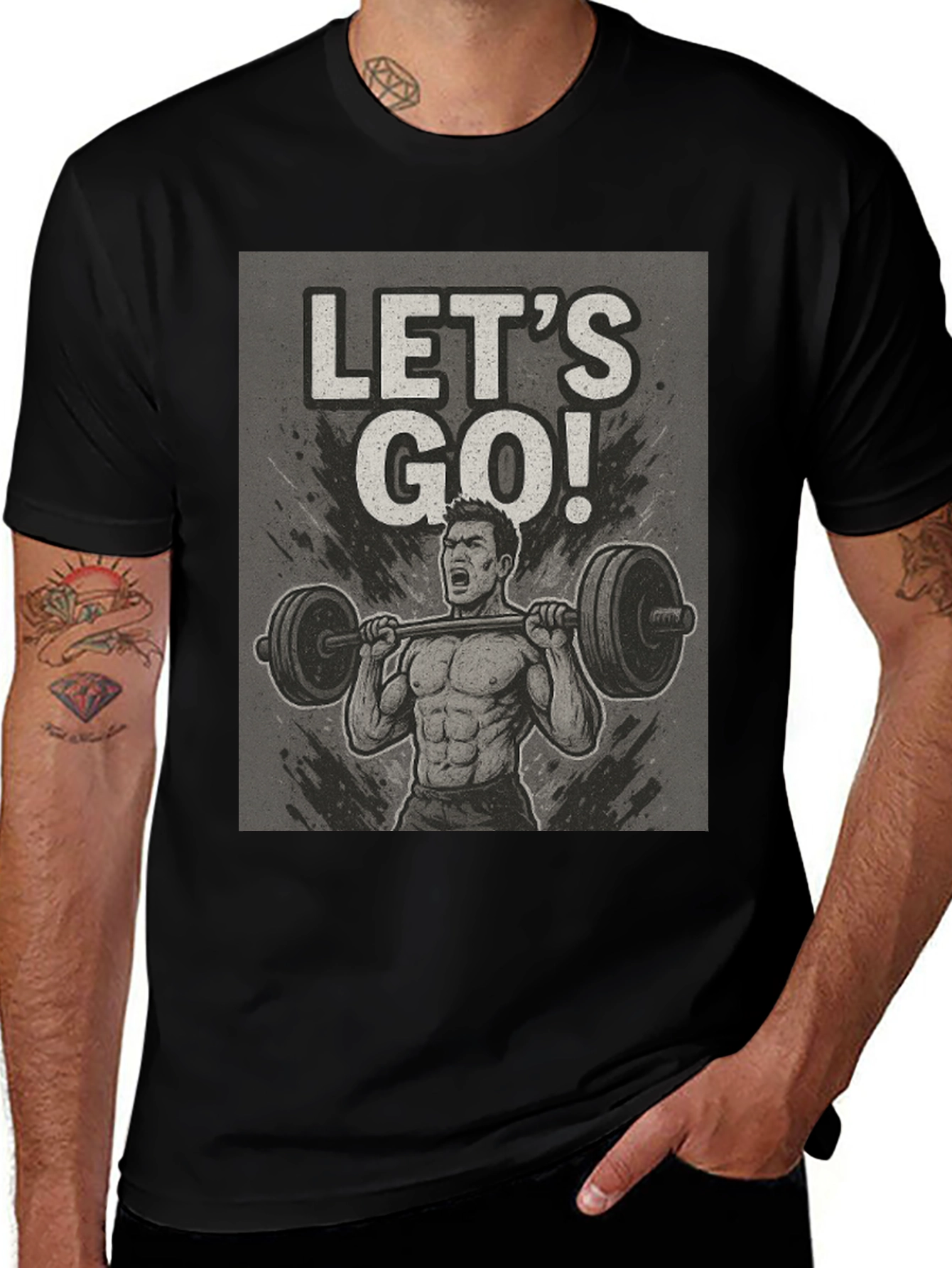 Lets Go Weightlifting Black T-Shirt