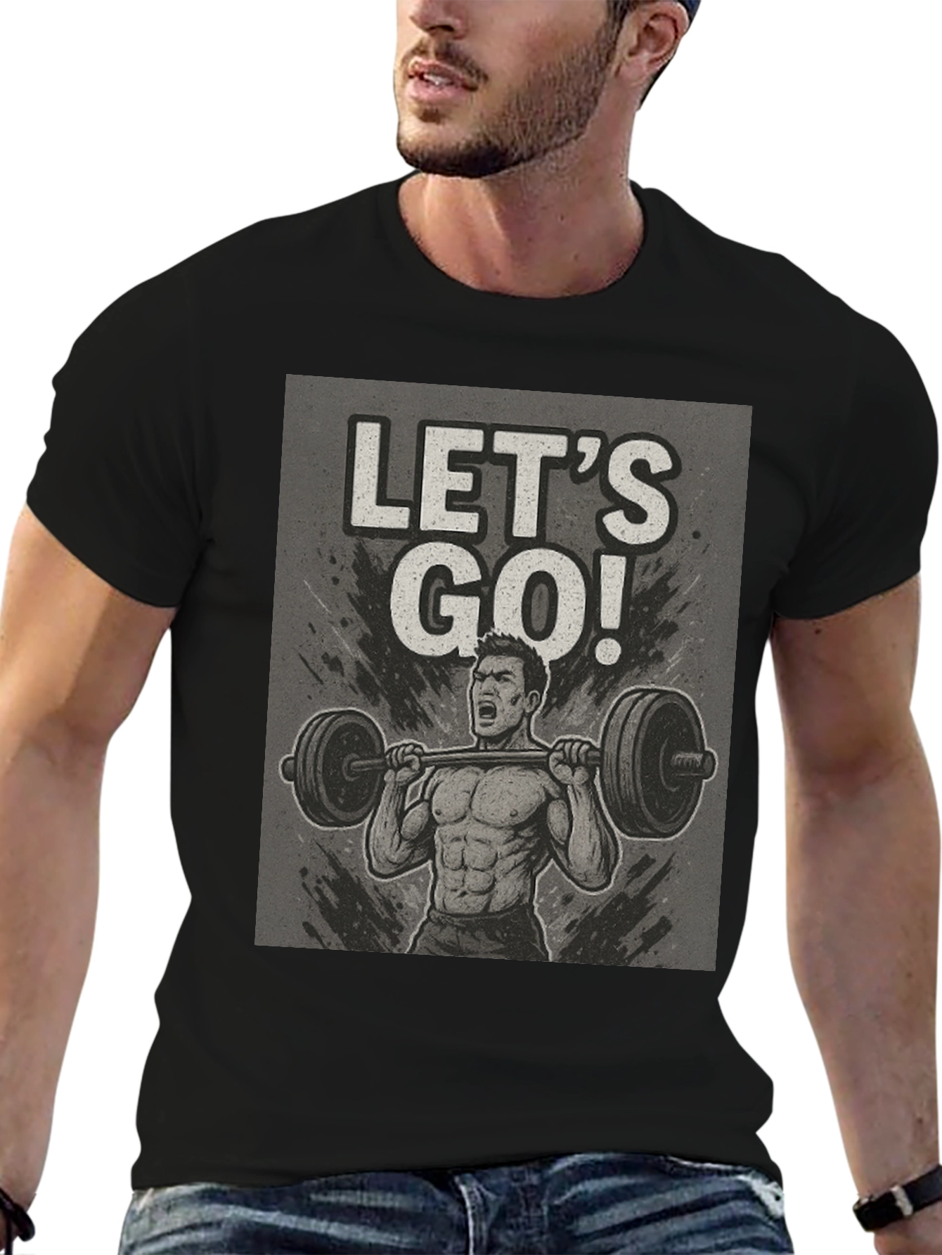 Lets Go Weightlifting Black T-Shirt