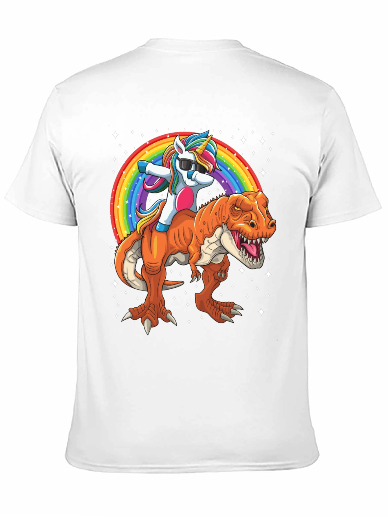 Unicorn Riding Dinosaur Mens Graphic T-Shirt