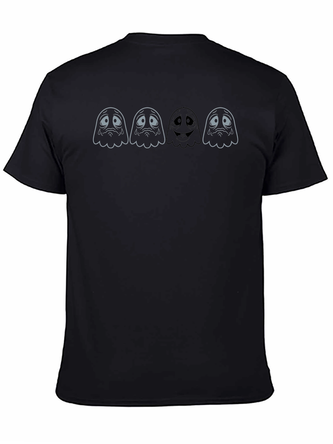 Sad Ghost Tee - Unisex Black Cotton T-Shirt