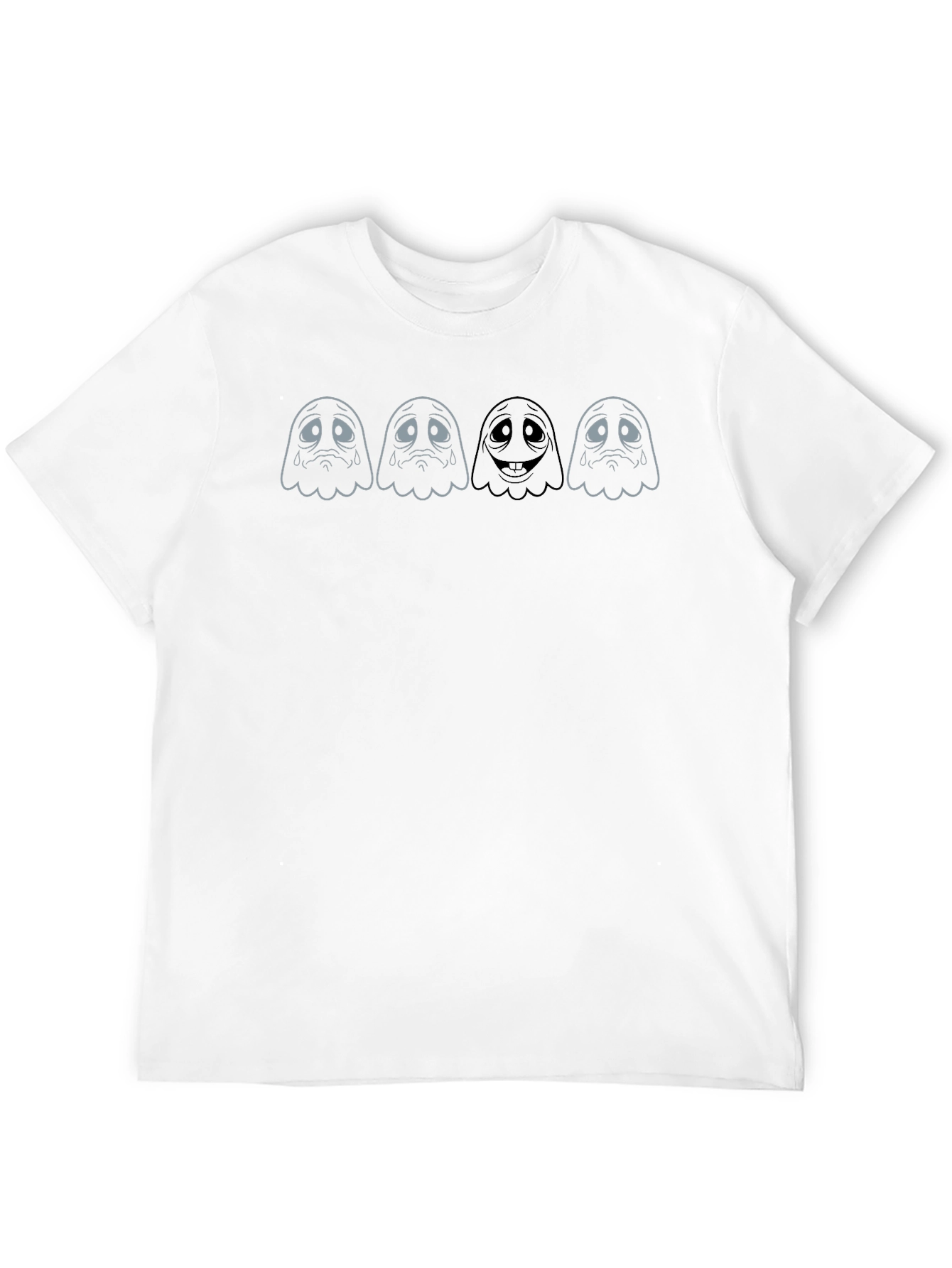 Sad Ghost Tee - Unisex Black Cotton T-Shirt