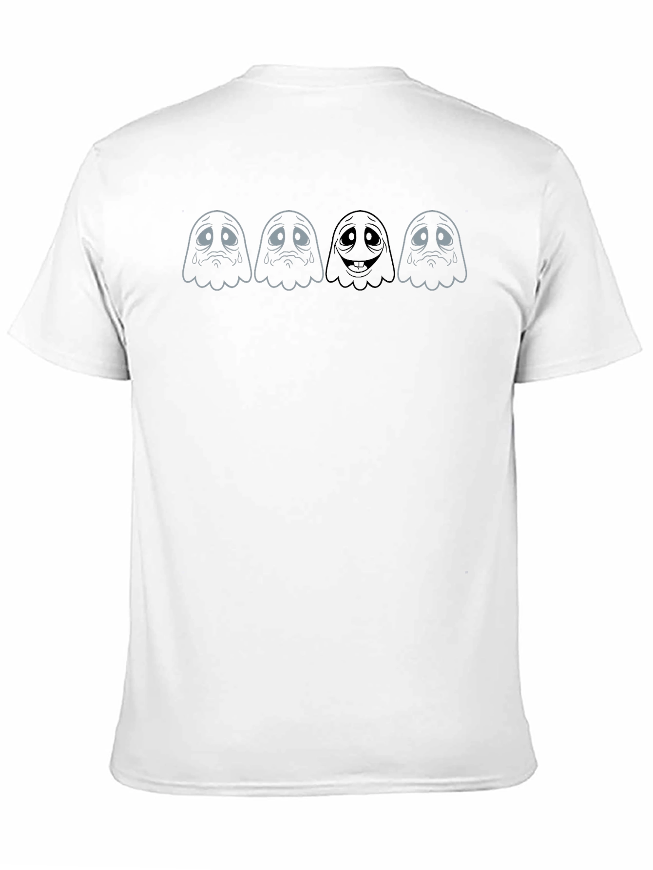 Sad Ghost Tee - Unisex Black Cotton T-Shirt