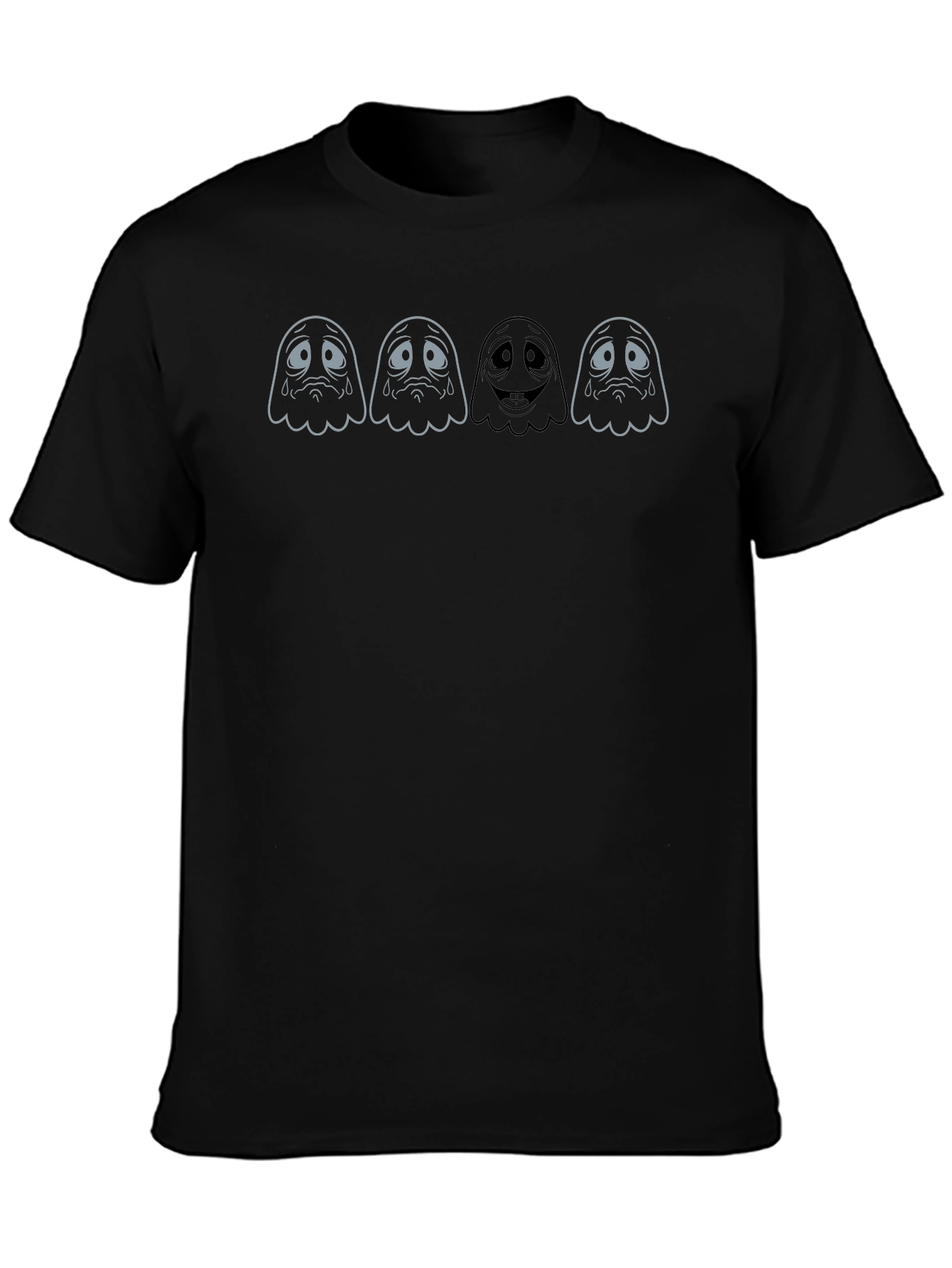 Sad Ghost Tee - Unisex Black Cotton T-Shirt