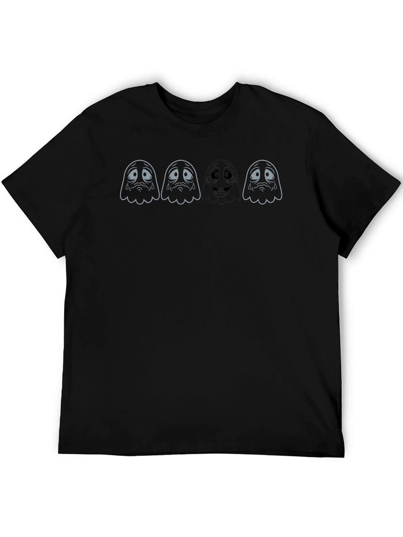 Sad Ghost Tee - Unisex Black Cotton T-Shirt