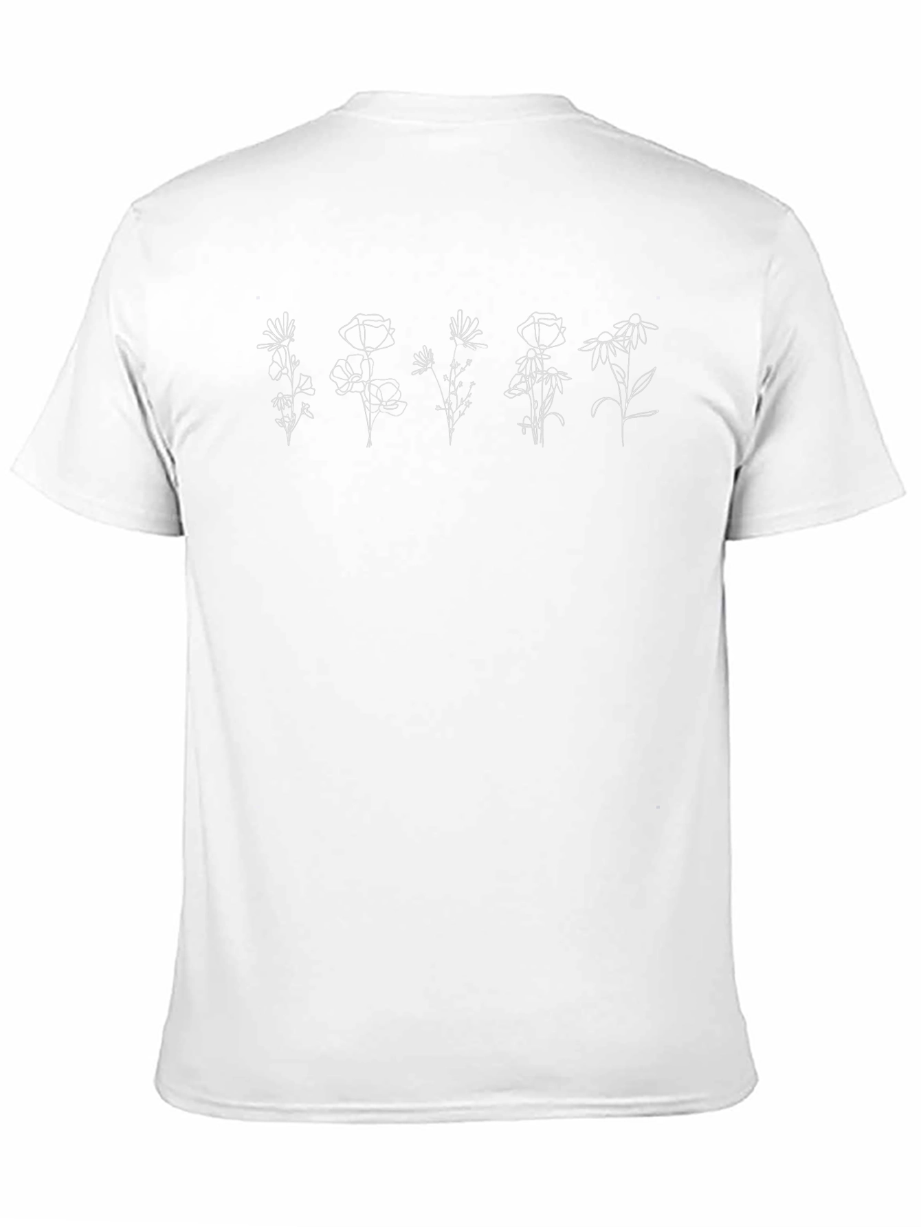 Botanical Line Art T-Shirt - Unisex Black Tee