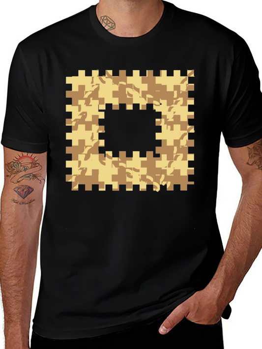 Geometric Camo Graphic T-Shirt - Black