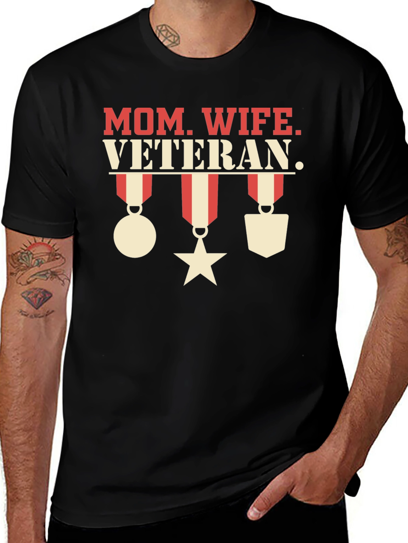 Mom Wife Veteran Graphic T-Shirt