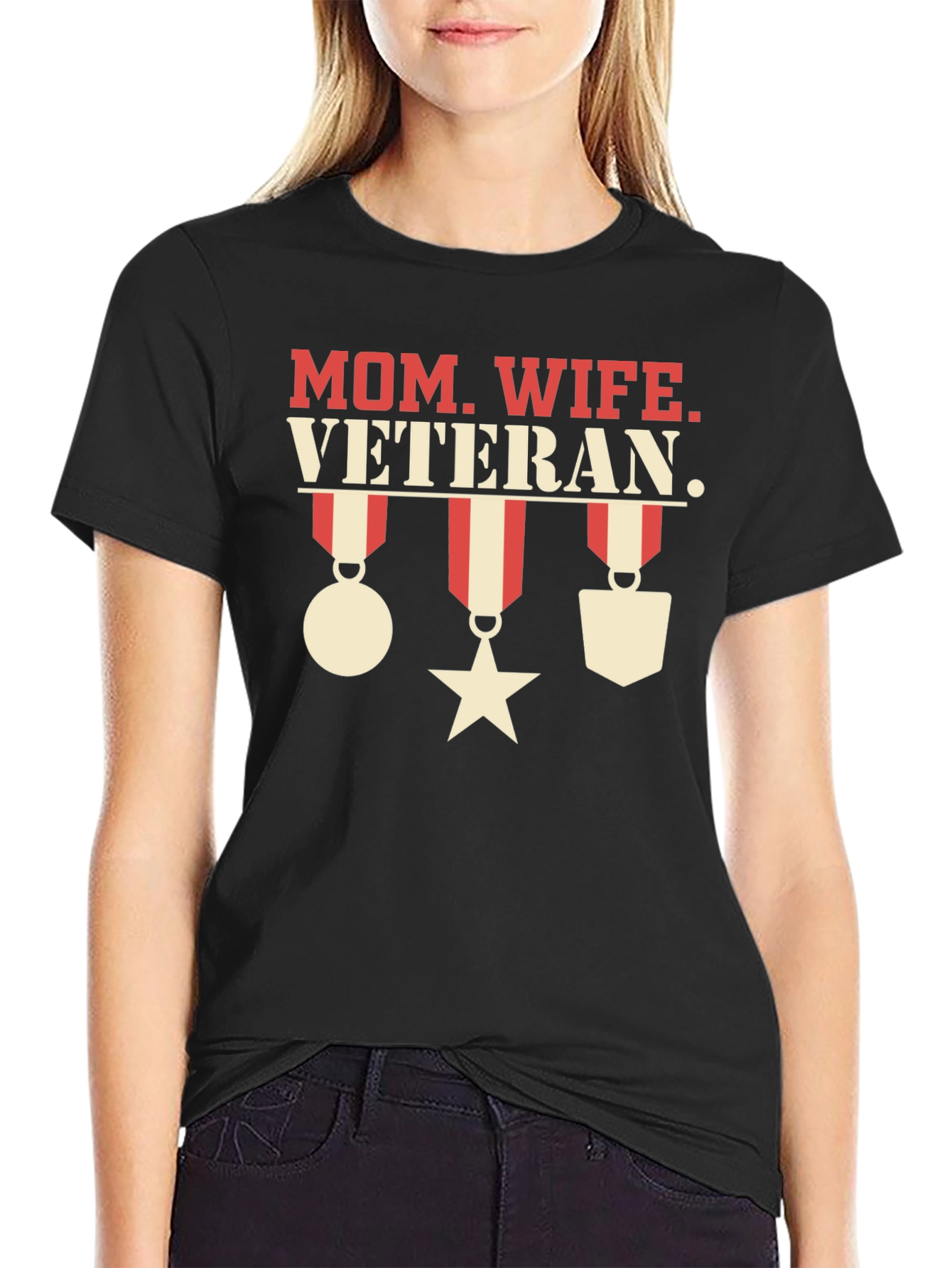 Mom Wife Veteran Graphic T-Shirt
