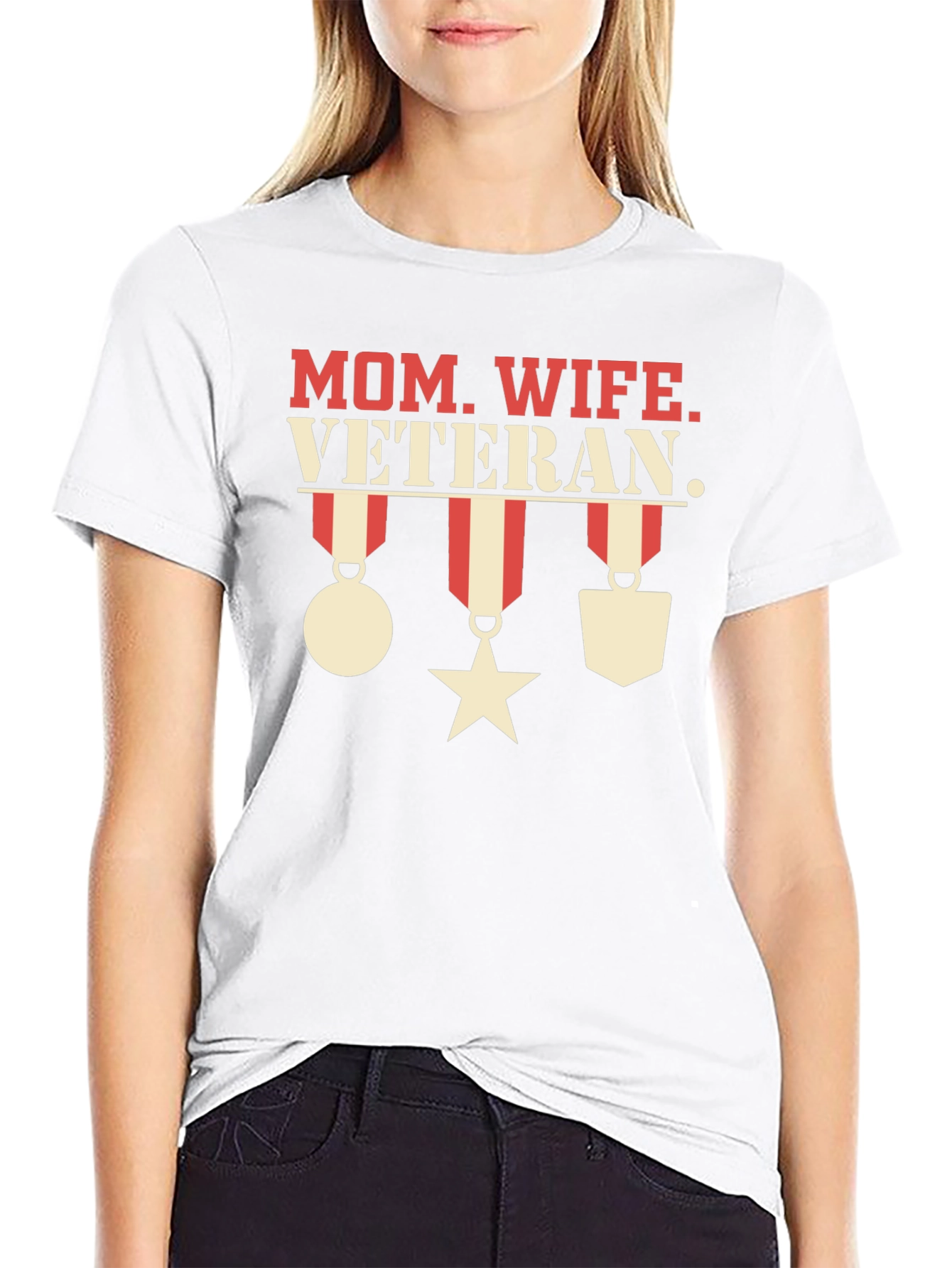Mom Wife Veteran Graphic T-Shirt