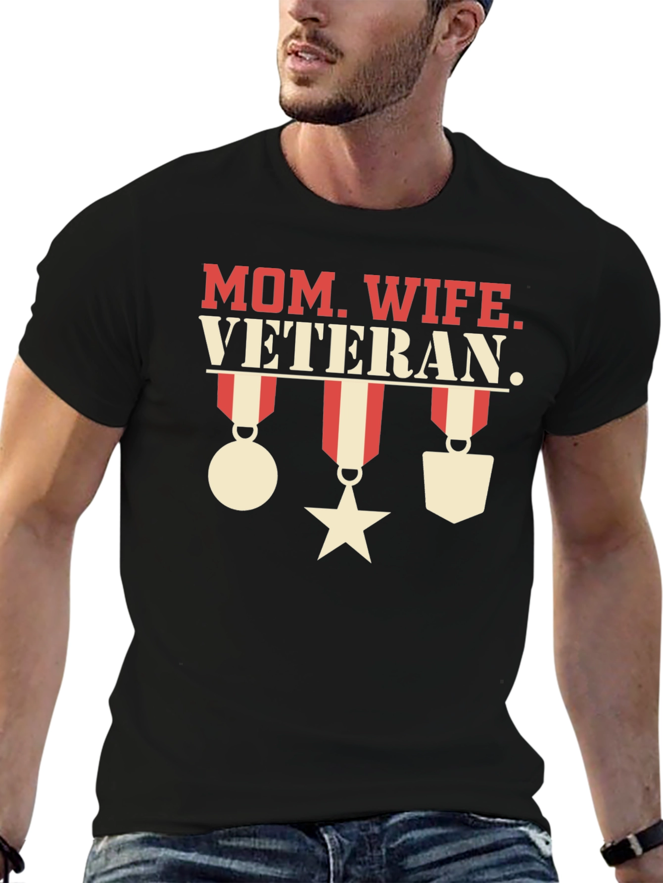 Mom Wife Veteran Graphic T-Shirt
