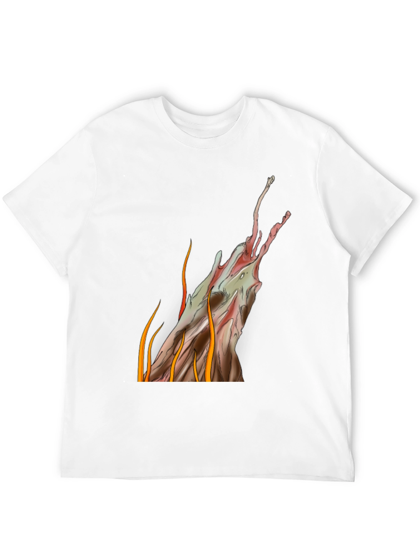 Abstract Artistic Flames Graphic Tee - Black Cotton Blend
