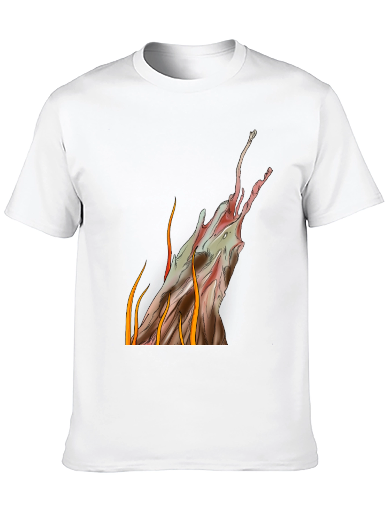 Abstract Artistic Flames Graphic Tee - Black Cotton Blend