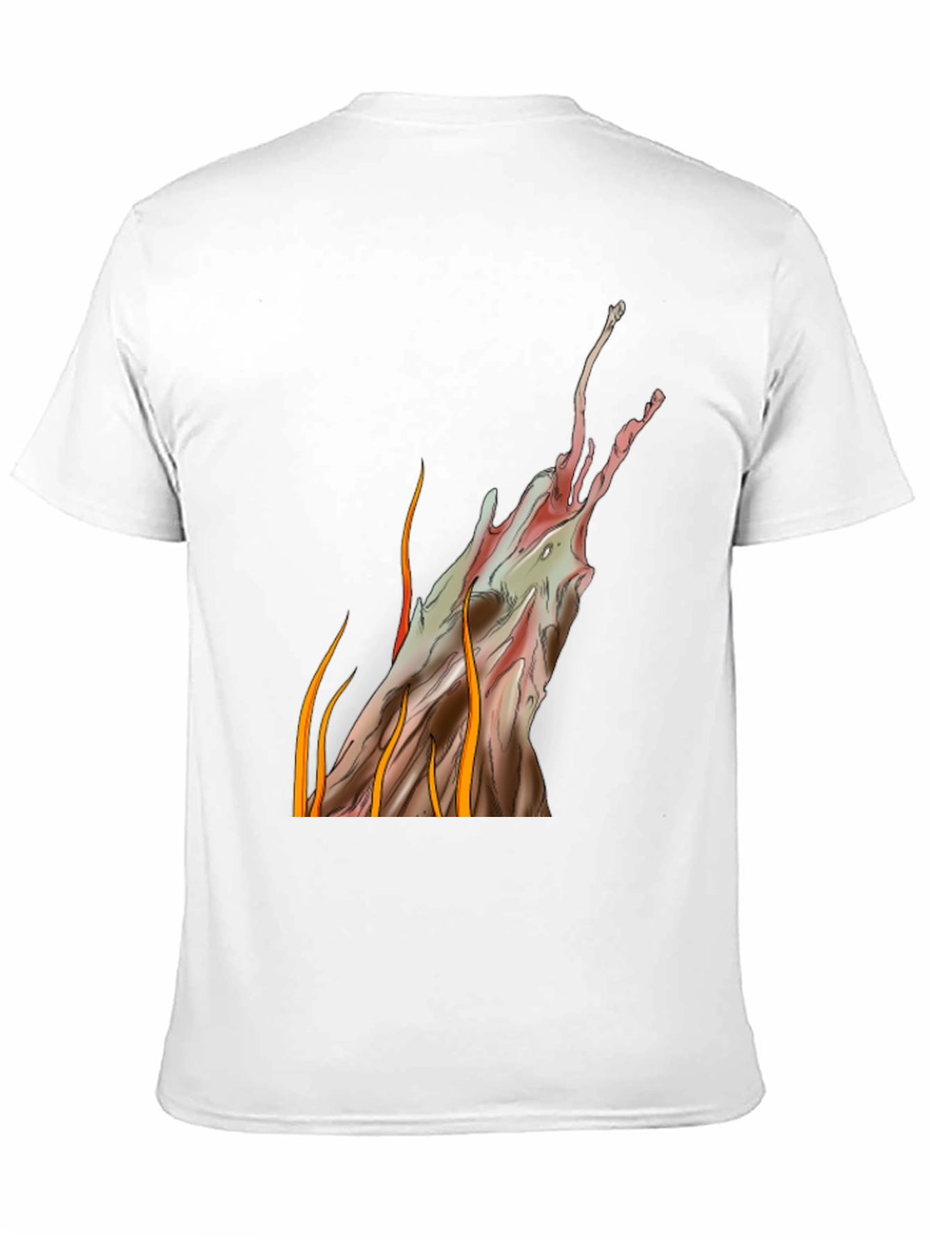 Abstract Artistic Flames Graphic Tee - Black Cotton Blend