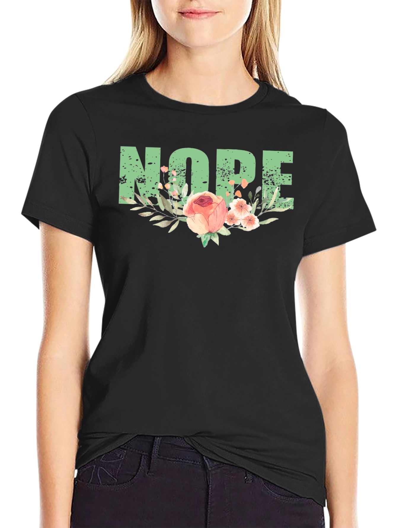 Nope Floral Graphic Tee - Comfy Casual Style