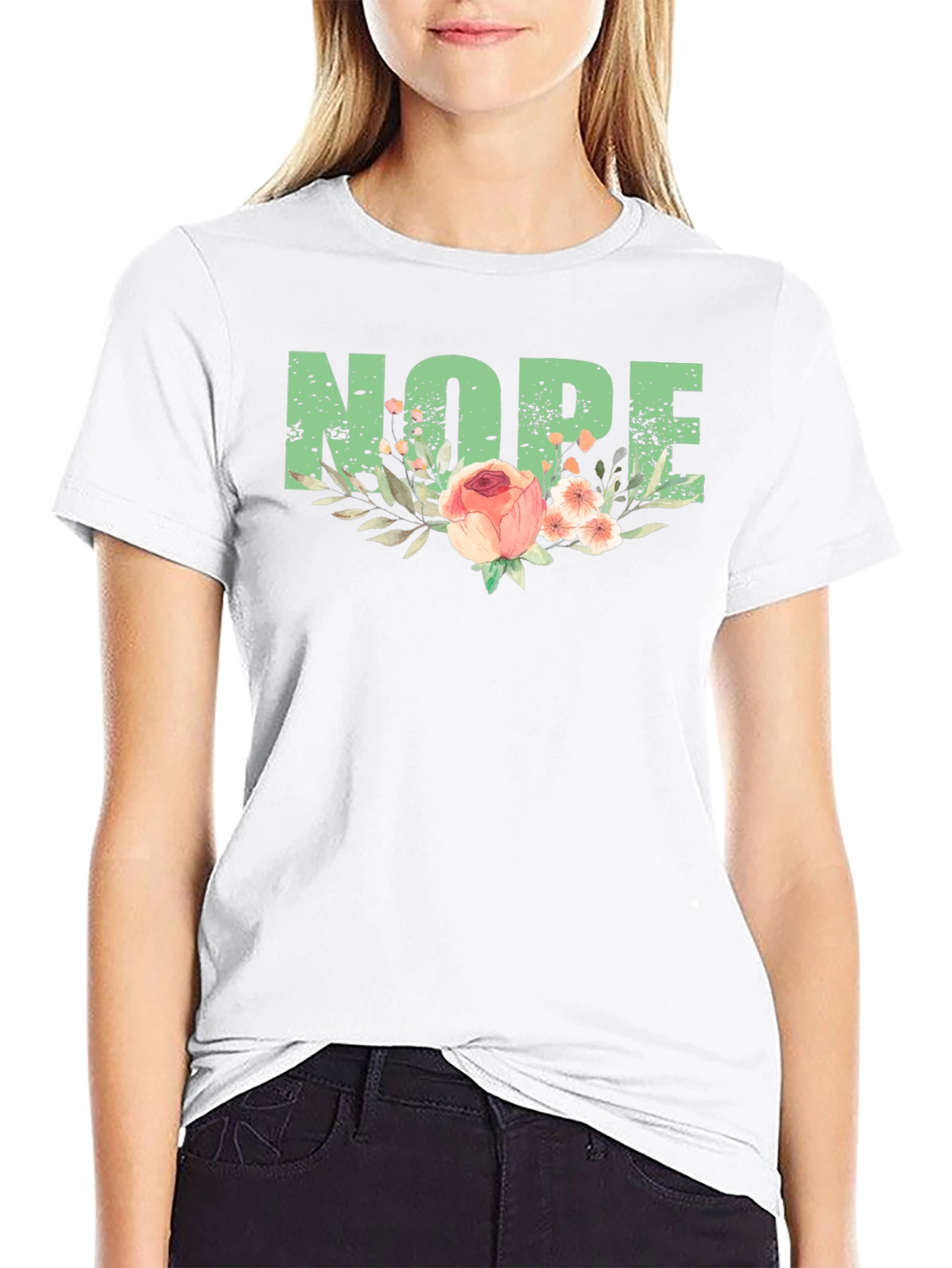 Nope Floral Graphic Tee - Comfy Casual Style