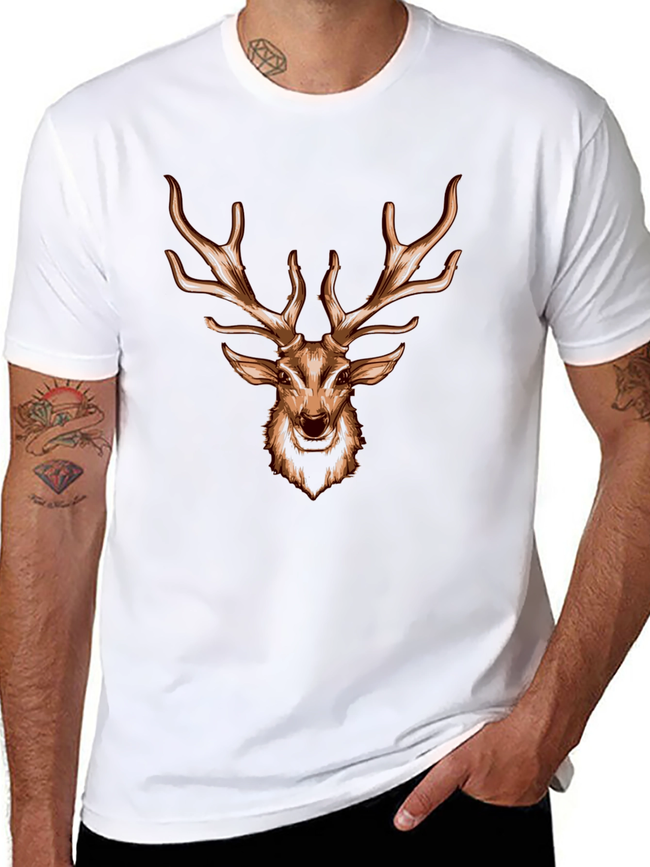 Deer Head Graphic Black T-Shirt
