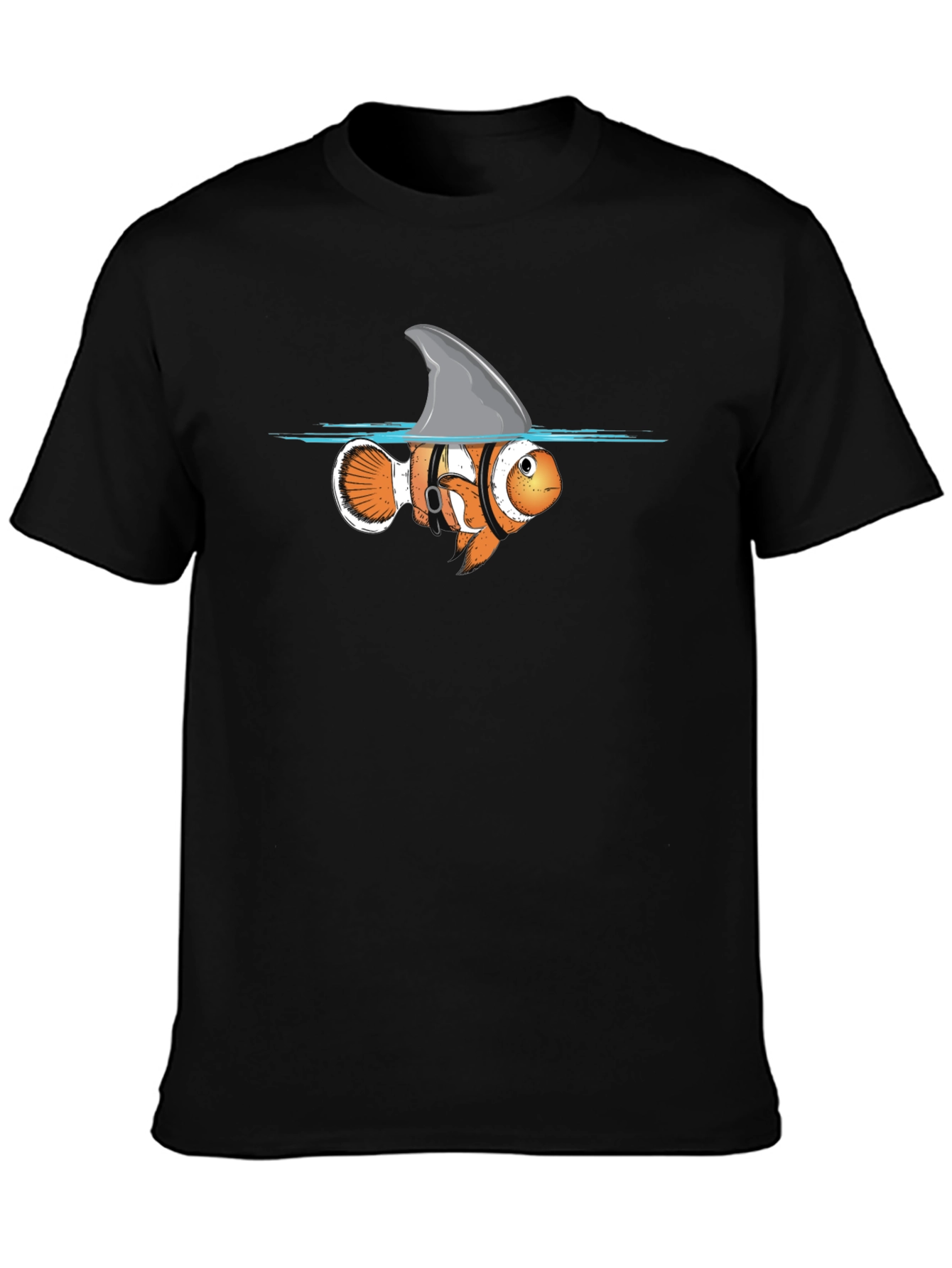 Funny Clownfish Shark Fin Graphic T-Shirt