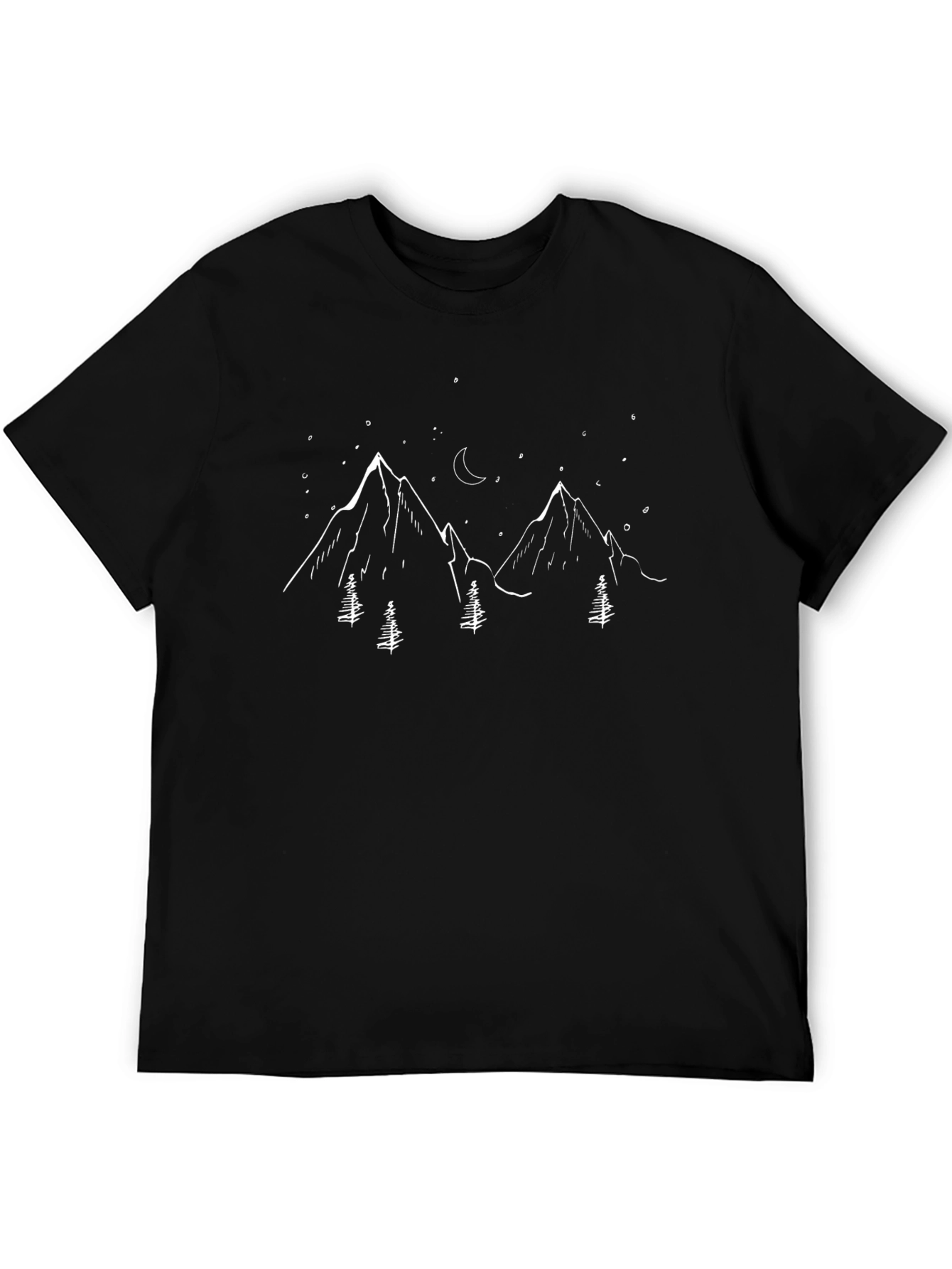 Mountain Peaks Graphic Tee - Black Cotton T-Shirt