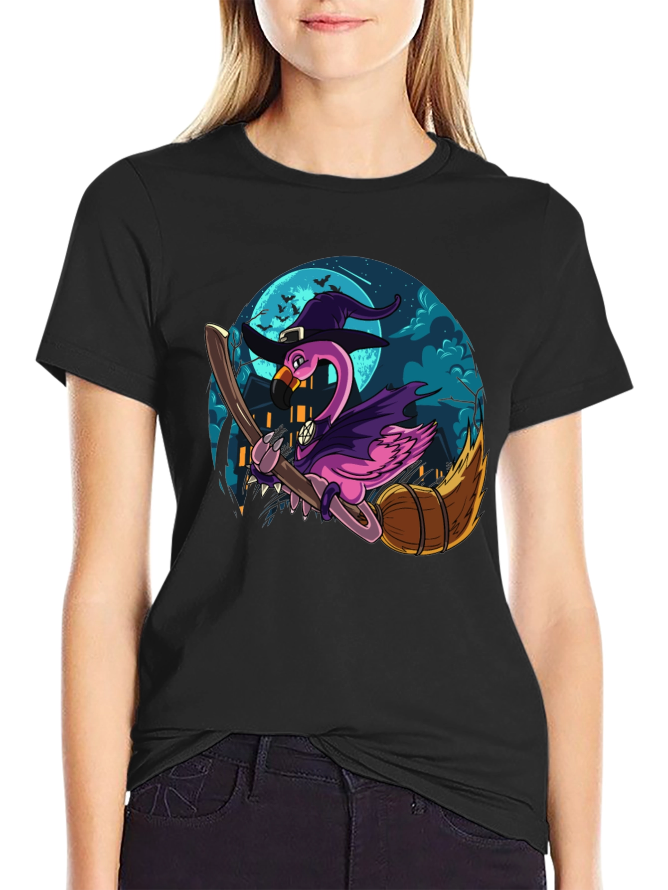 Witch Flamingo Graphic Tee