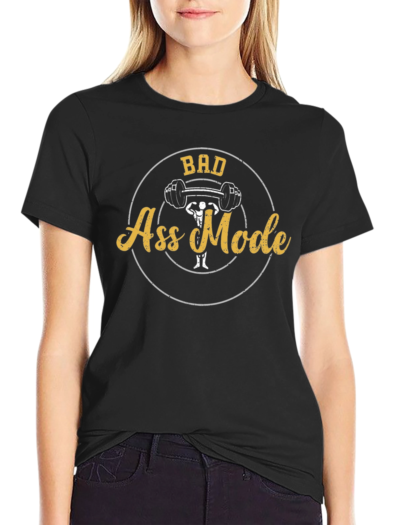 Bad Ass Mode Black Graphic T-Shirt