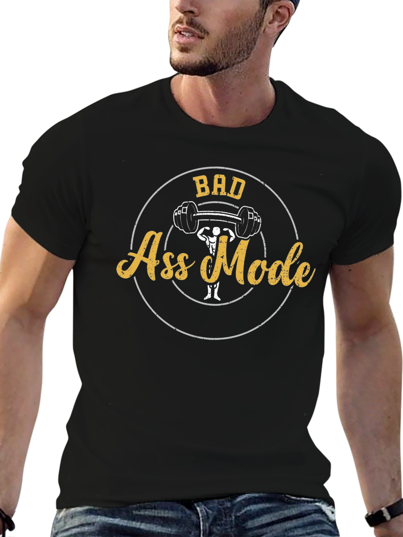 Bad Ass Mode Black Graphic T-Shirt