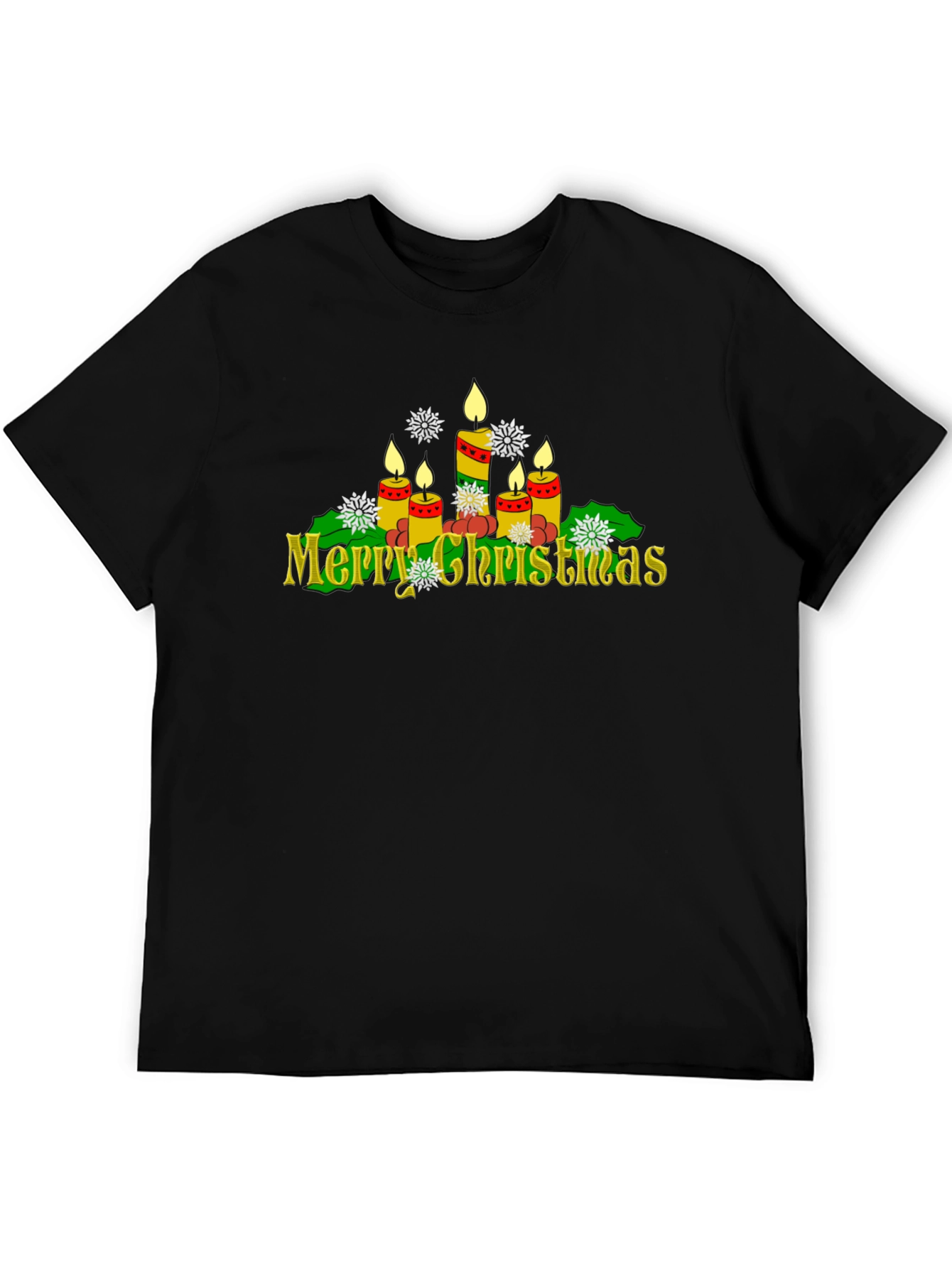 Merry Christmas Candle Graphic T-Shirt