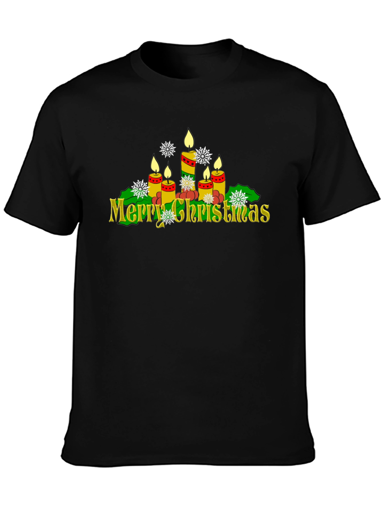 Merry Christmas Candle Graphic T-Shirt