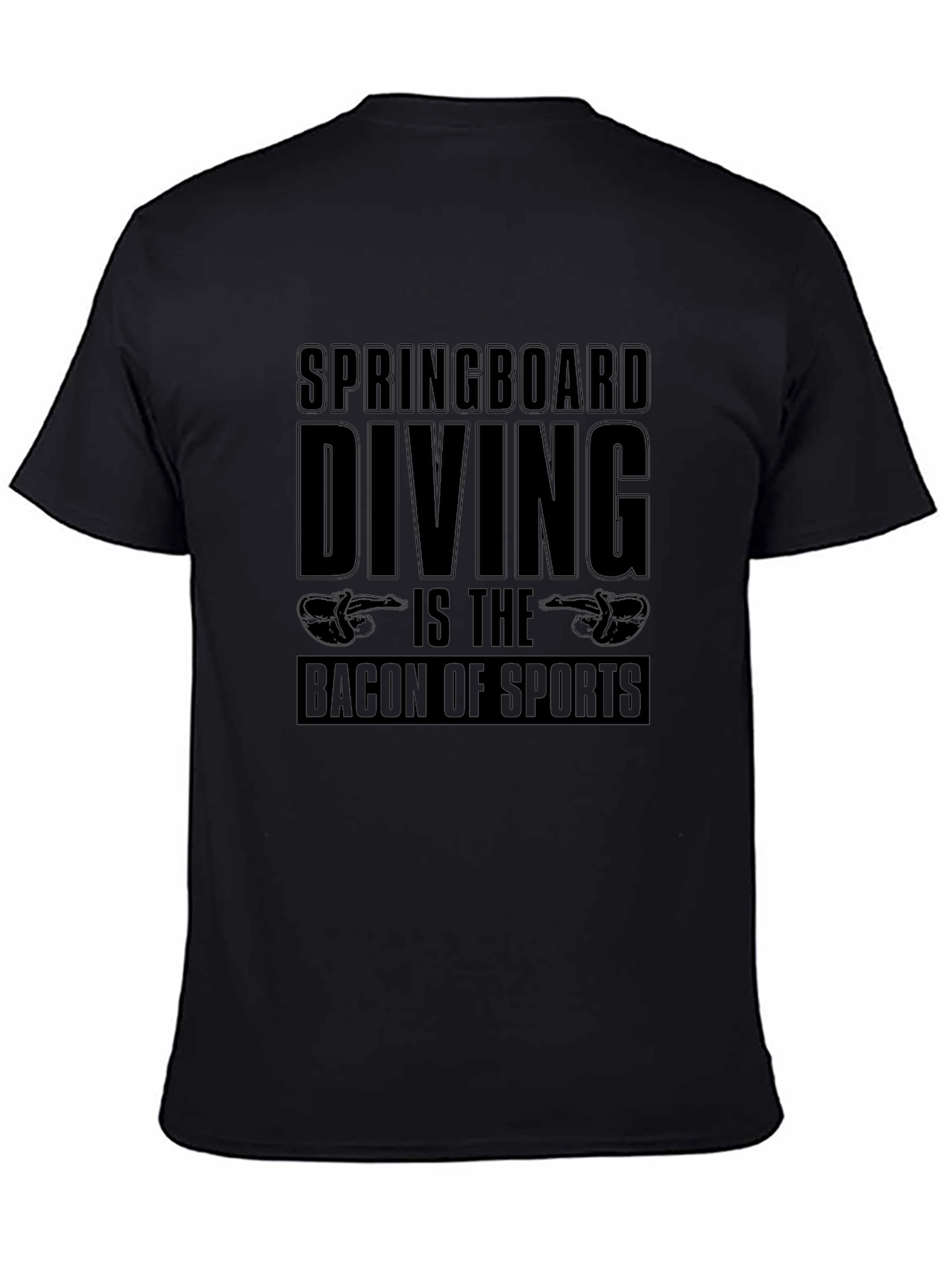 Springboard Diving Bacon of Sports Black T-Shirt