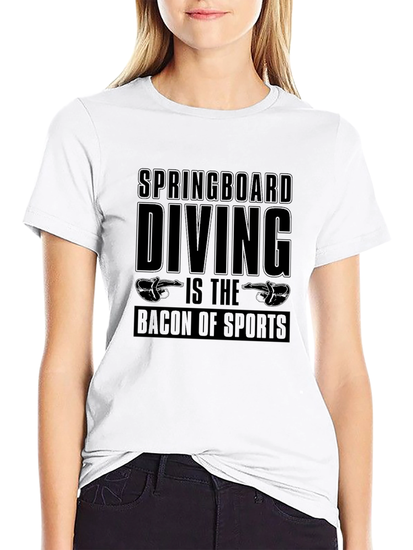 Springboard Diving Bacon of Sports Black T-Shirt