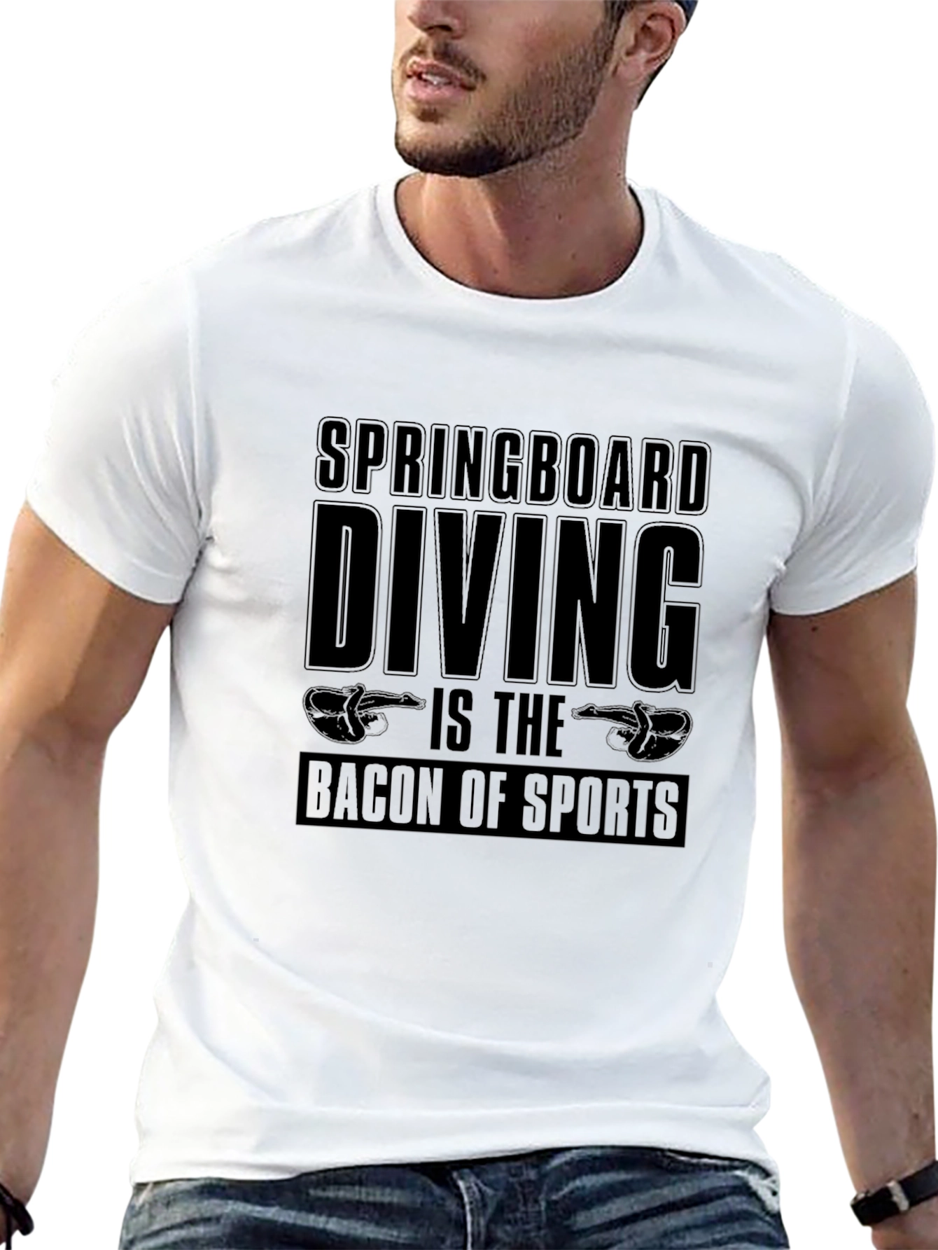 Springboard Diving Bacon of Sports Black T-Shirt