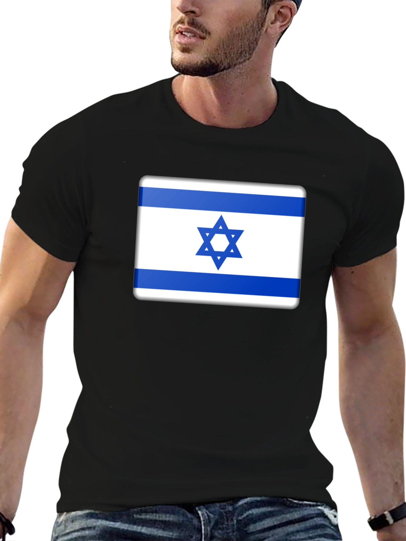 Israel Flag Graphic Tee - Black Cotton T-Shirt