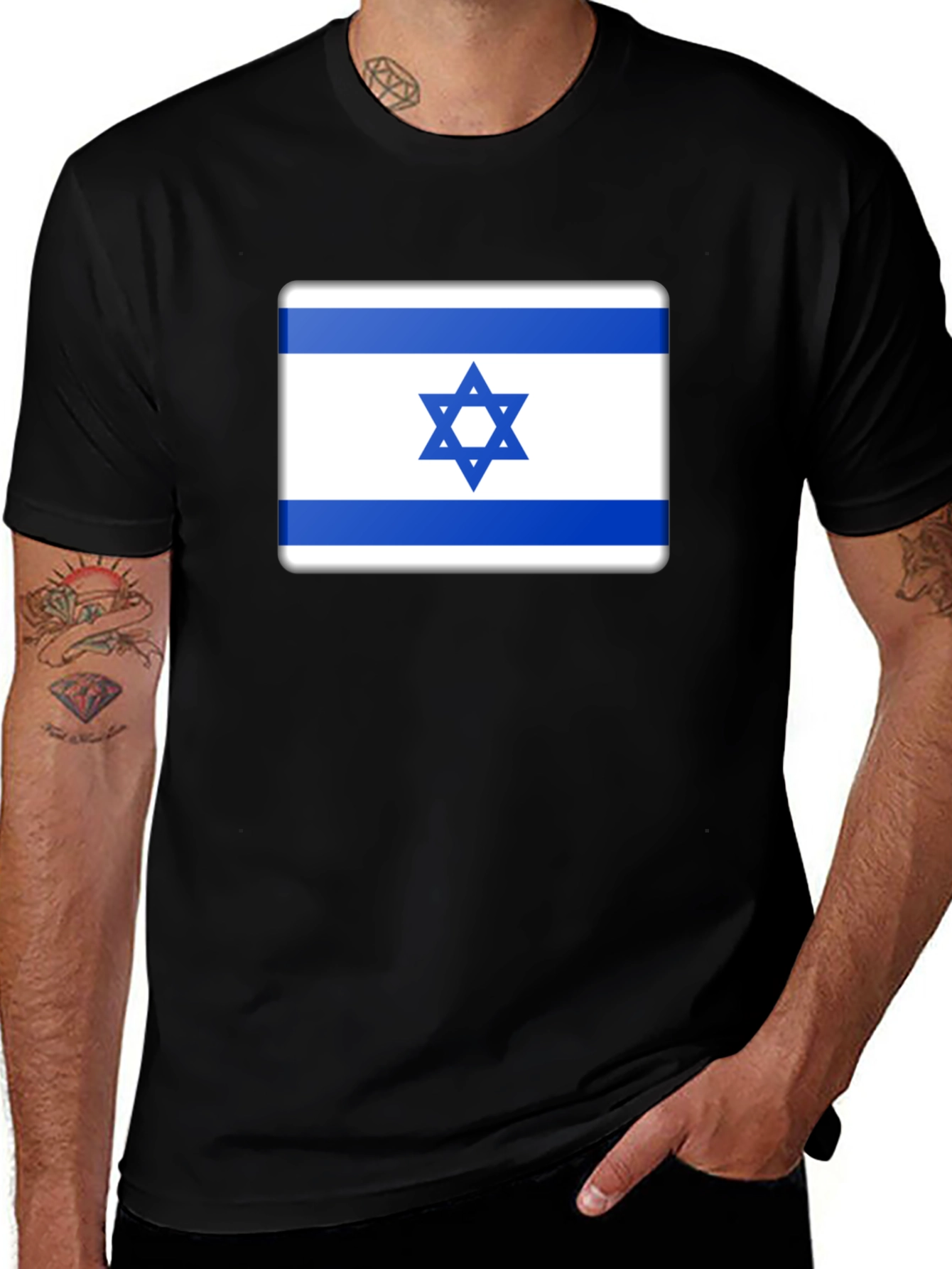 Israel Flag Graphic Tee - Black Cotton T-Shirt
