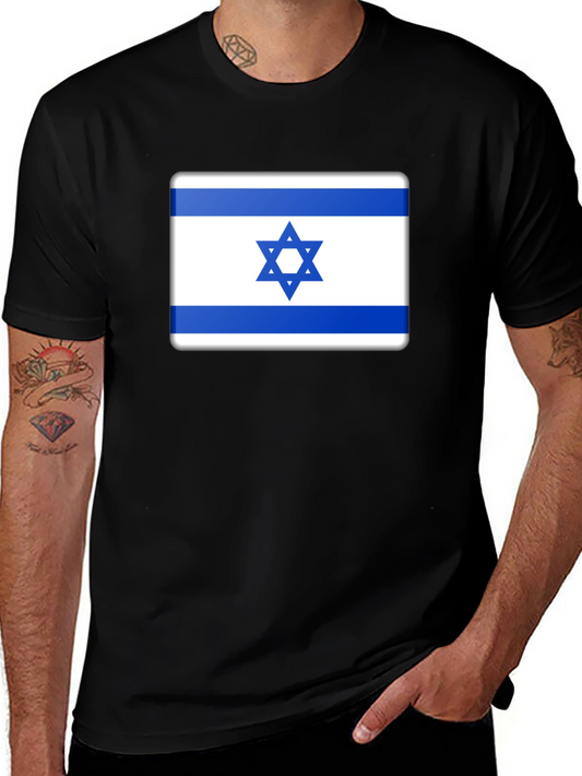 Israel Flag Graphic Tee - Black Cotton T-Shirt