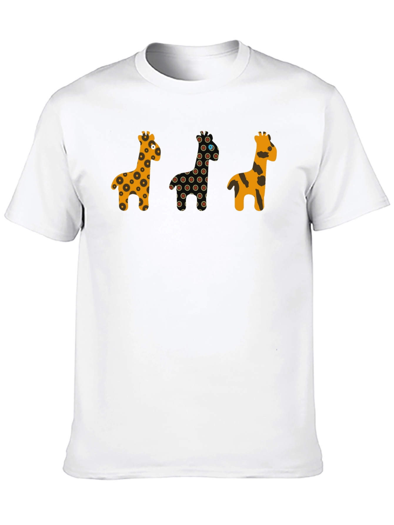 Giraffe Print Black Crew Neck T-Shirt