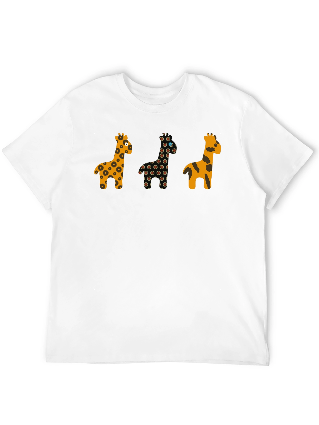 Giraffe Print Black Crew Neck T-Shirt
