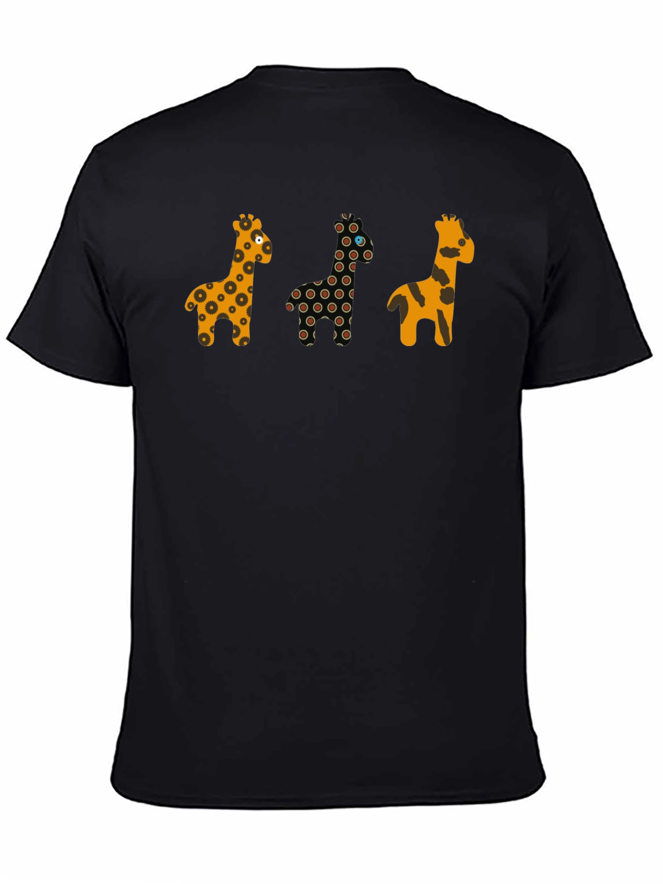 Giraffe Print Black Crew Neck T-Shirt