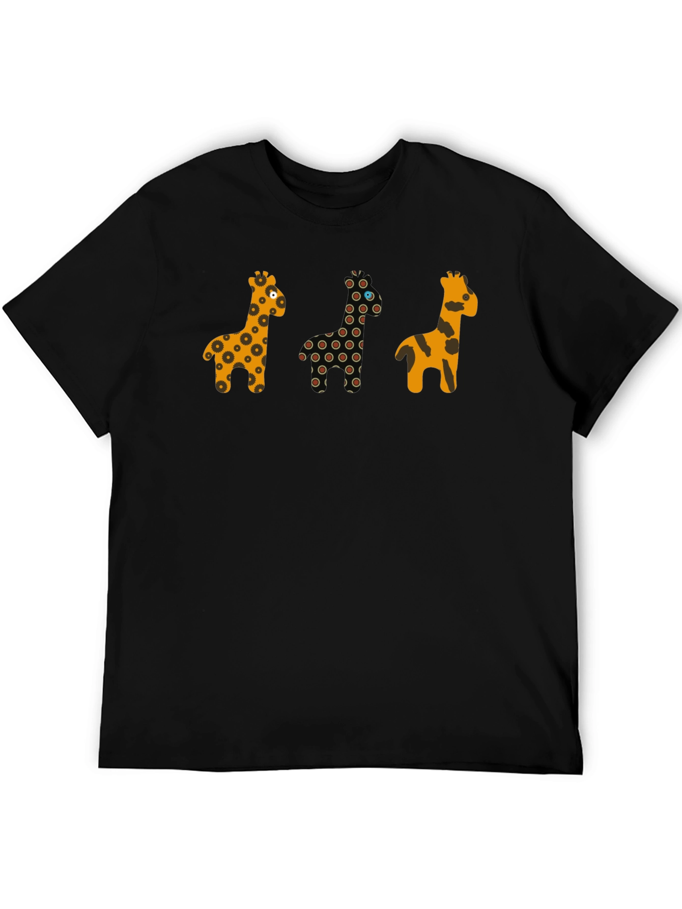 Giraffe Print Black Crew Neck T-Shirt