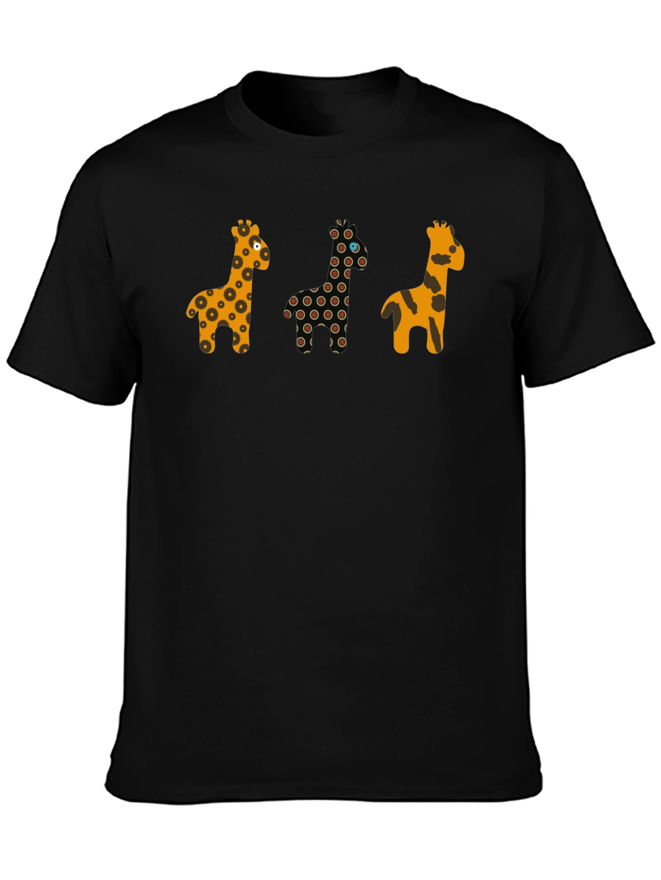 Giraffe Print Black Crew Neck T-Shirt