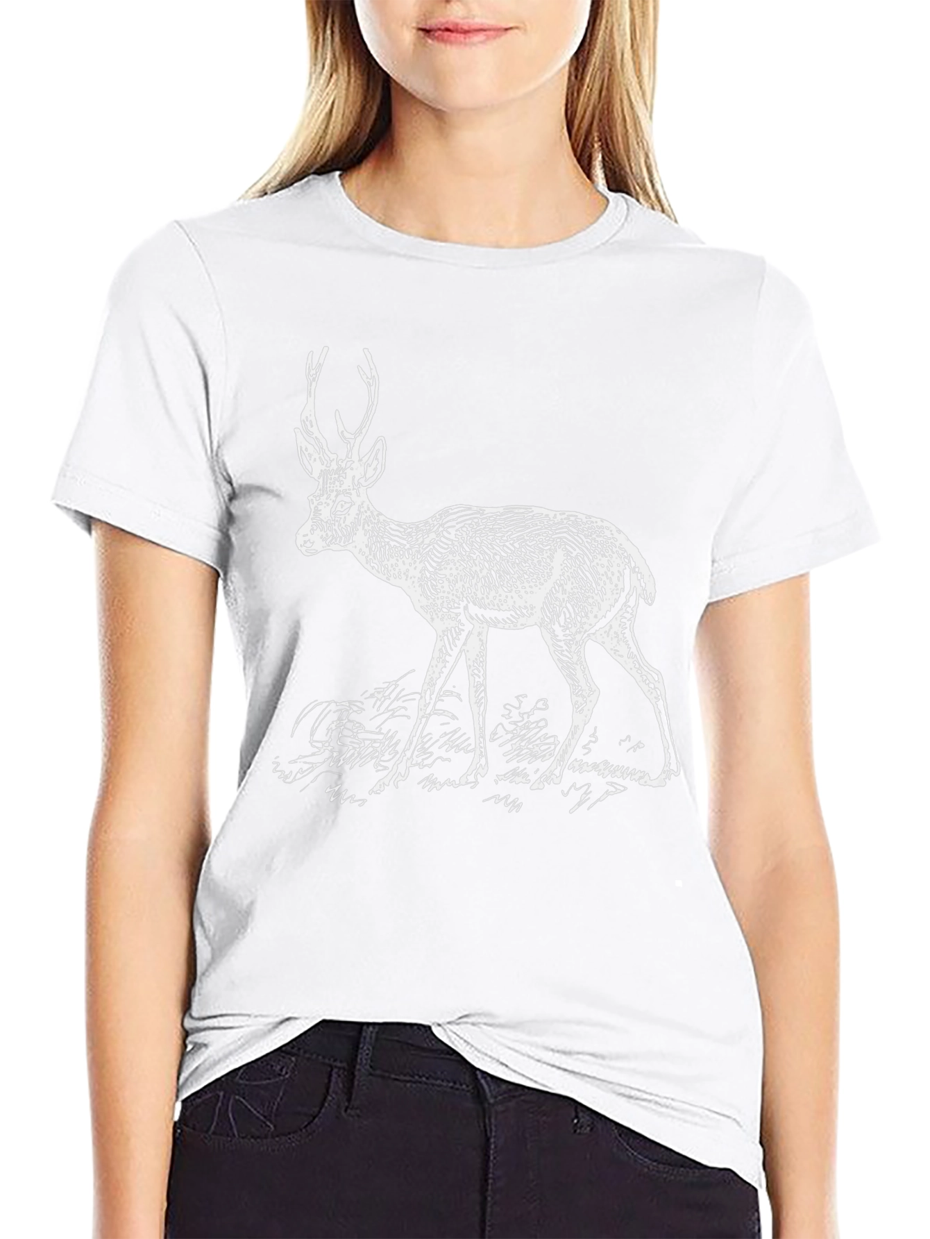 Deer Graphic Tee - Black Cotton Blend