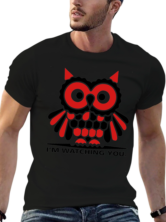 Owl Watching You Black Graphic T-Shirt
