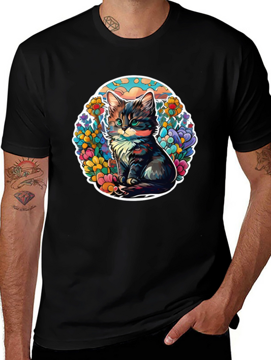 Cute Cat Floral T-Shirt