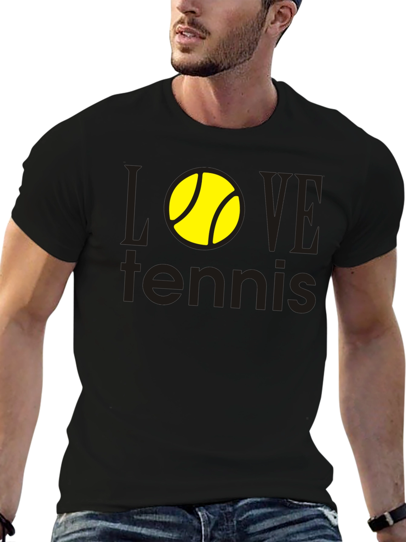 Love Tennis Graphic Tee - Black Cotton Shirt