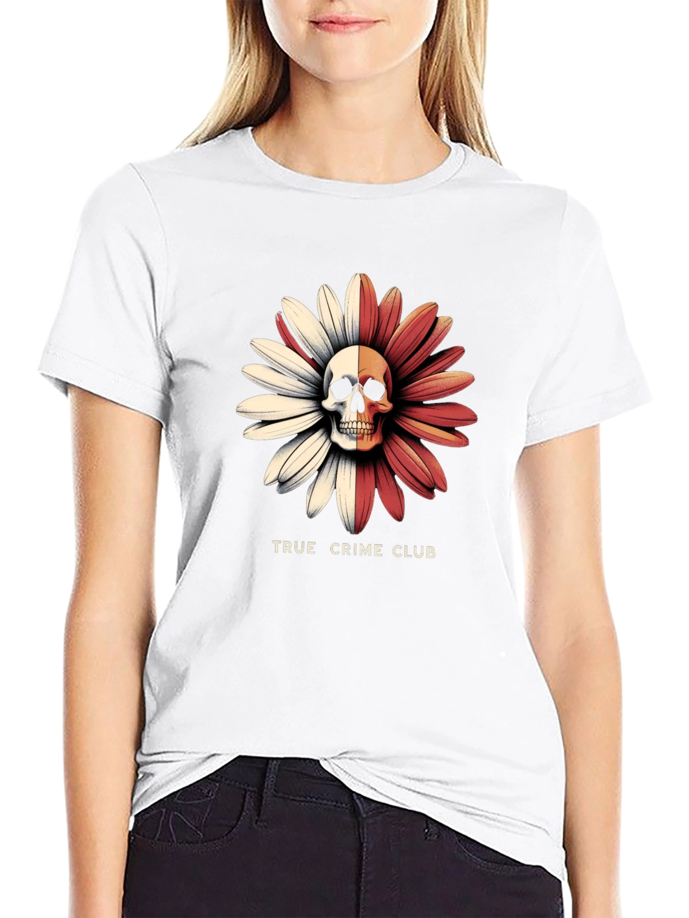 True Crime Club Skull Daisy Graphic Tee