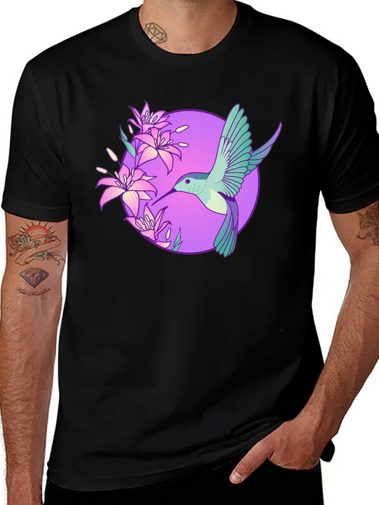 Hummingbird Floral T-Shirt - Black