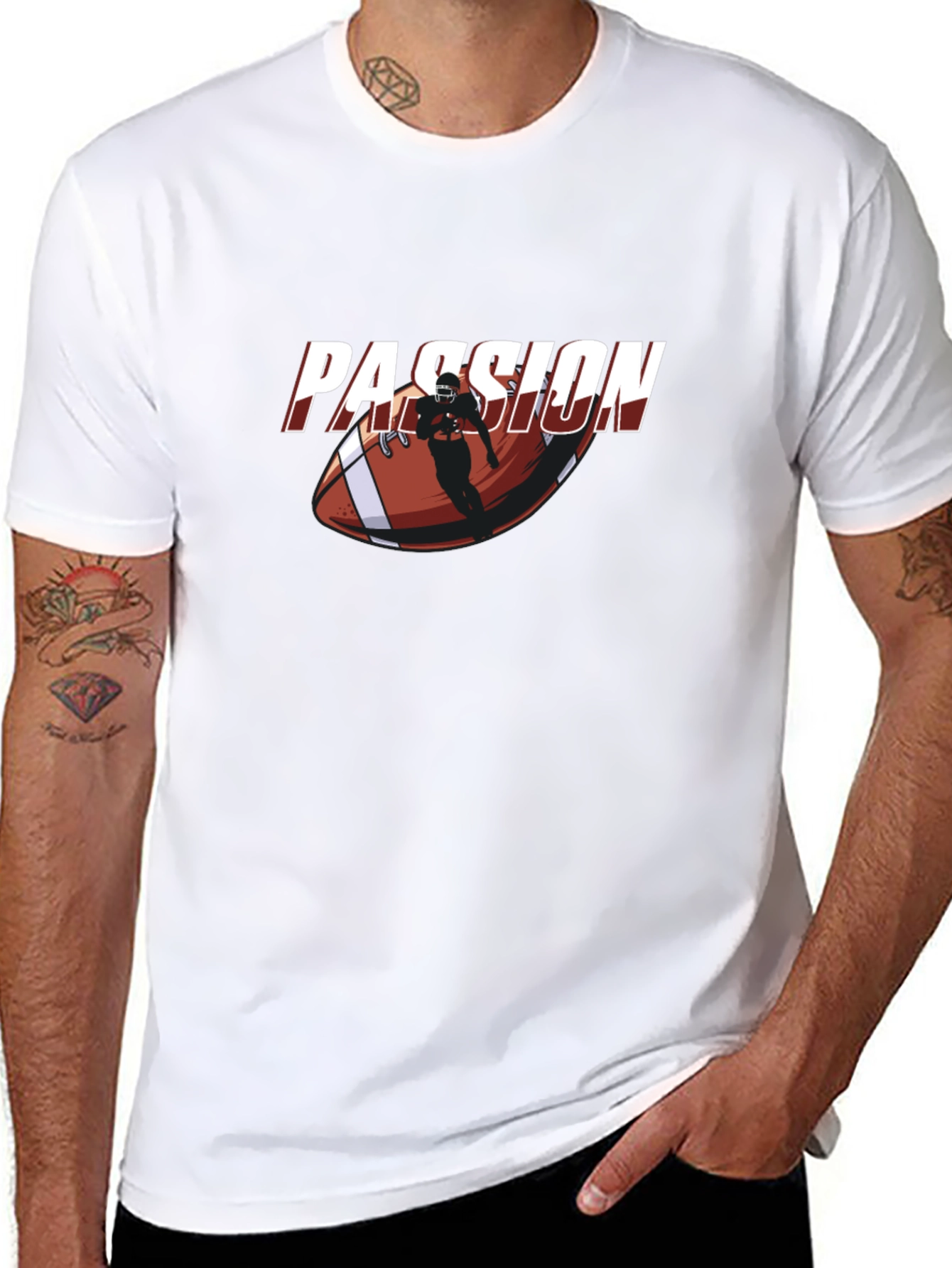 Passion Football Player Graphic Black T-Shirt