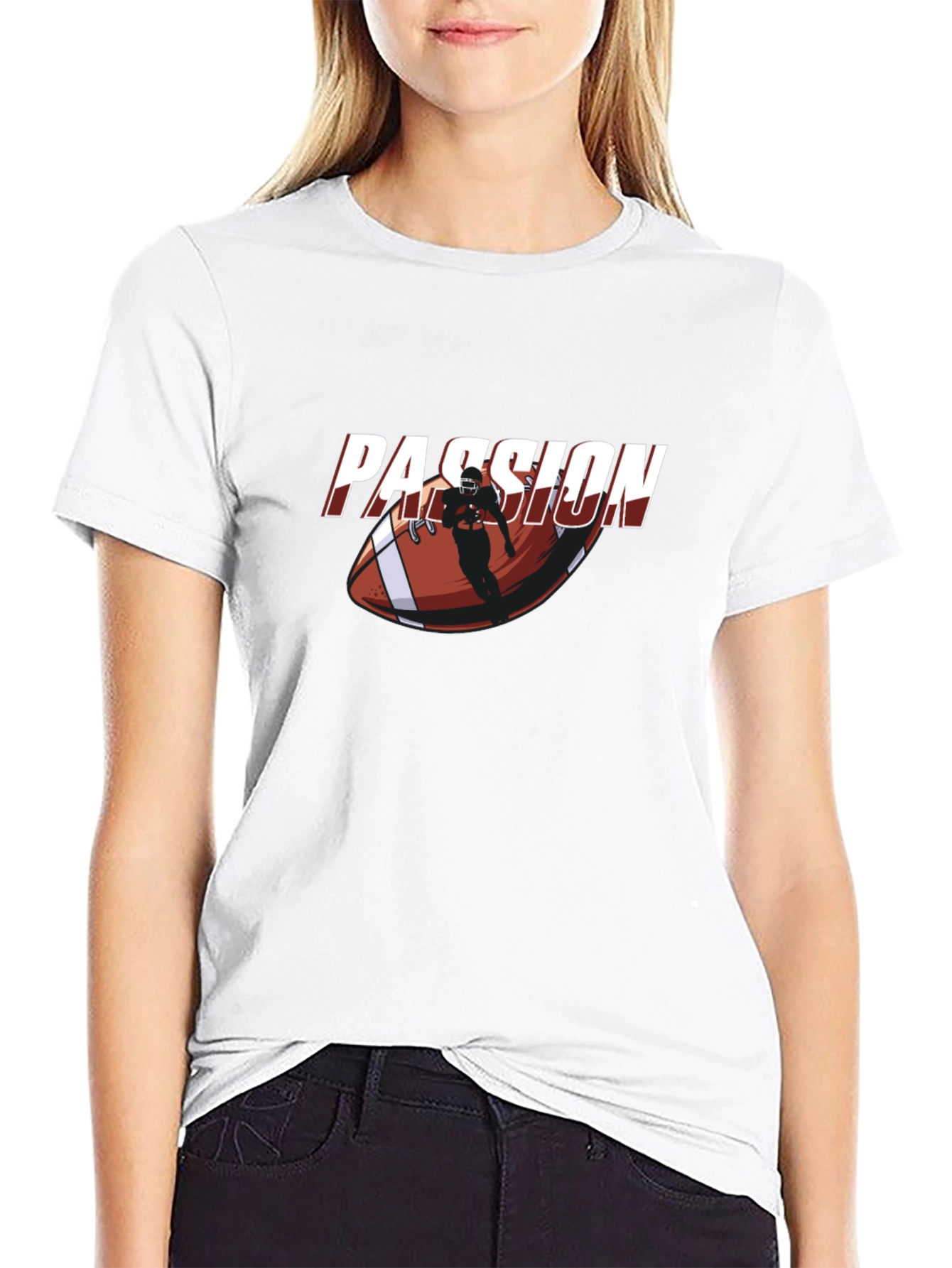 Passion Football Player Graphic Black T-Shirt