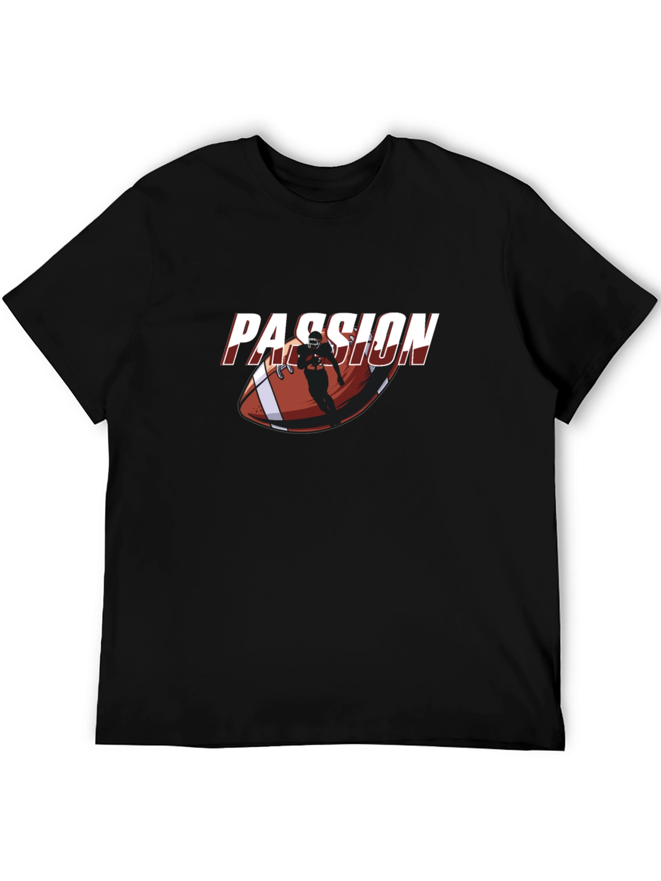 Passion Football Player Graphic Black T-Shirt