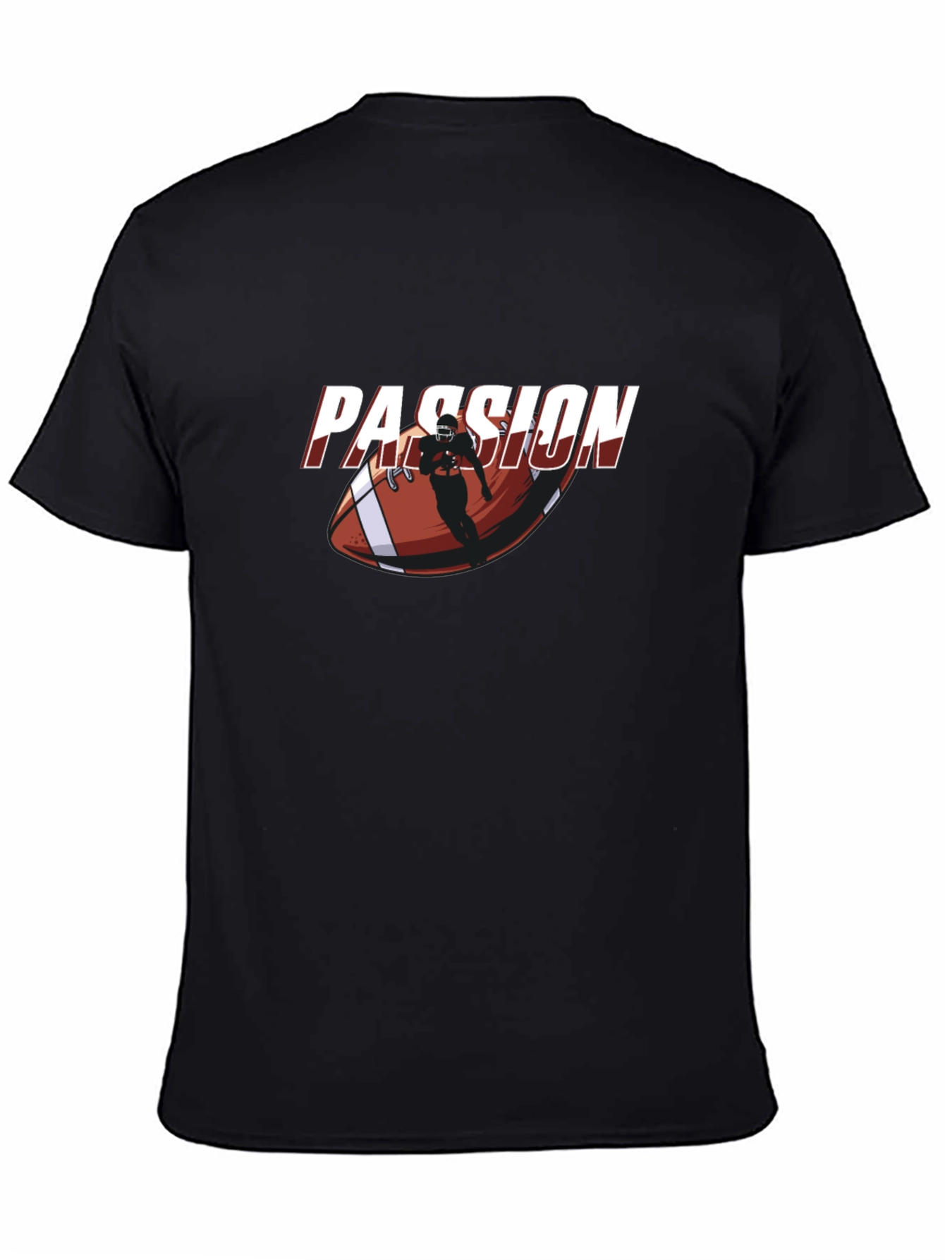 Passion Football Player Graphic Black T-Shirt